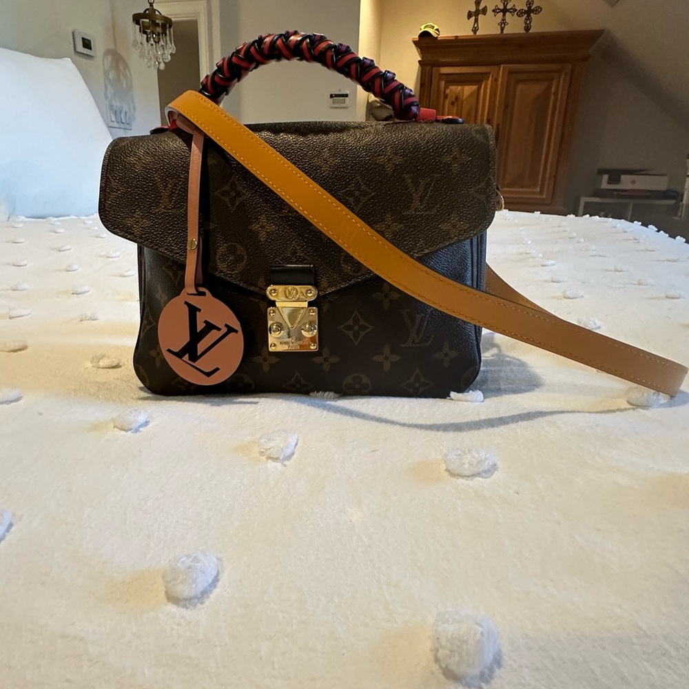 Louis Vuitton braided monogram Pochette Metis with strap
